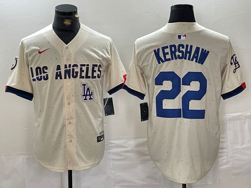 Men Los Angeles Dodgers #22 Kershaw Cream Fashion Nike Game MLB Jersey style 5->los angeles dodgers->MLB Jersey